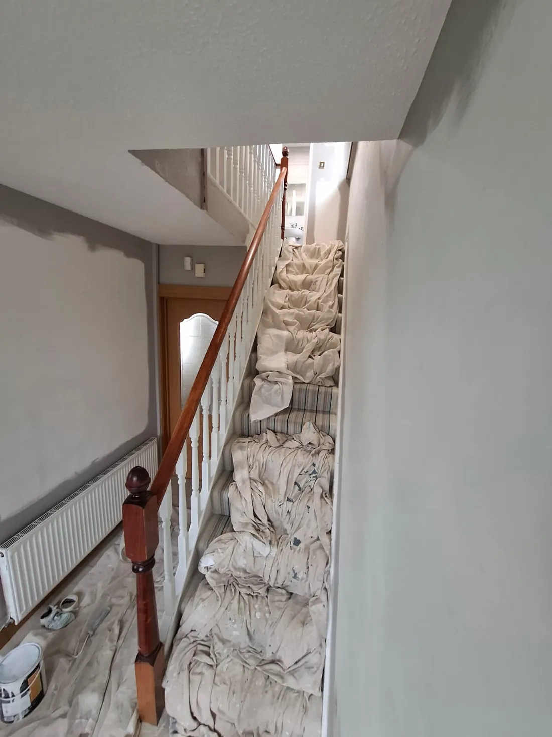 Careful surface prep on a Dublin stairwell repaint