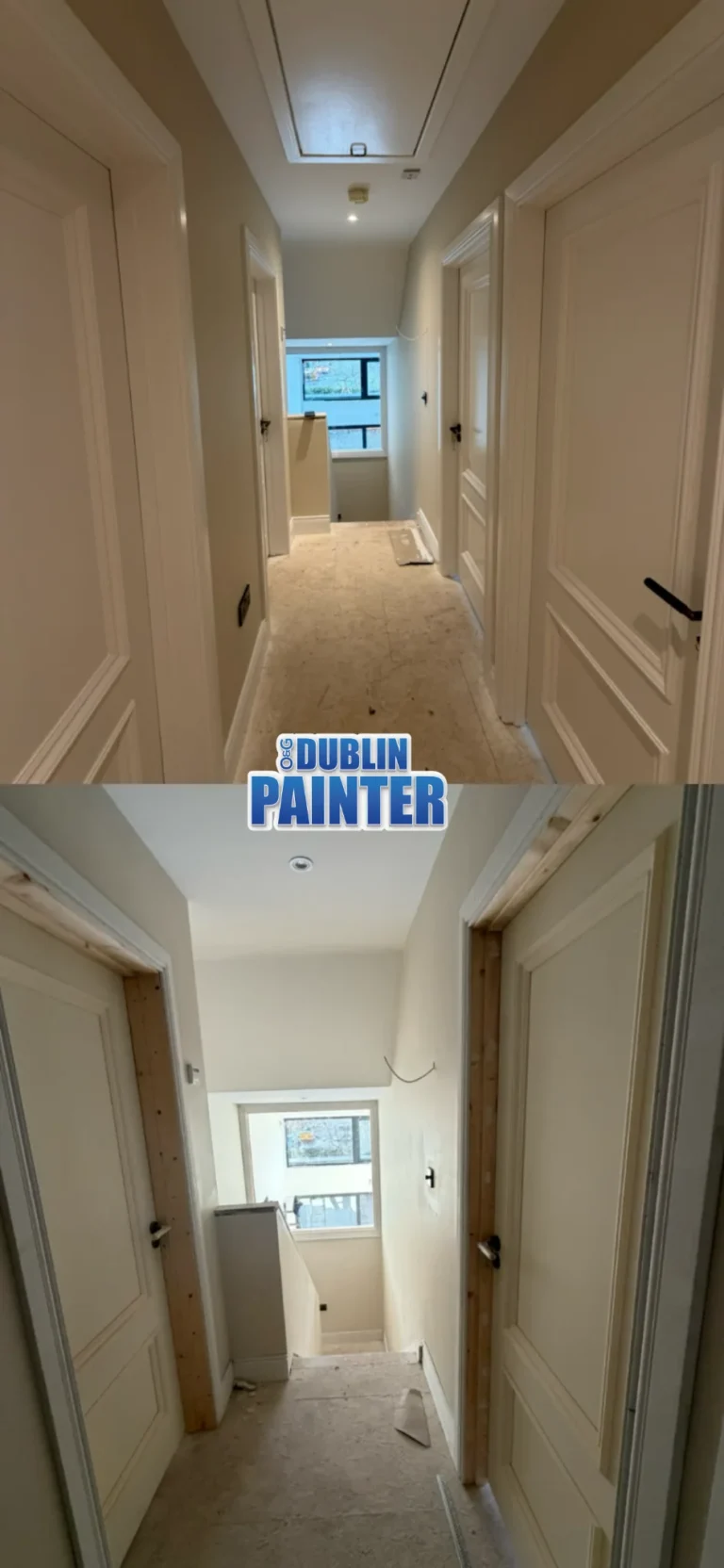 Hallway painting before and after by Dublin painter