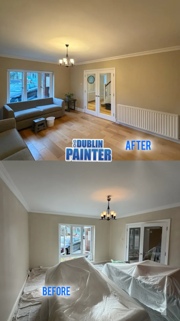 Living room painting before and after by Dublin painter