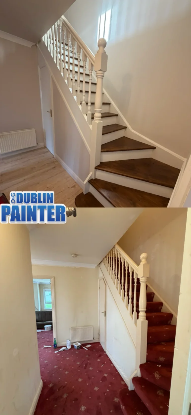 Staircase painting before and after by Dublin painter