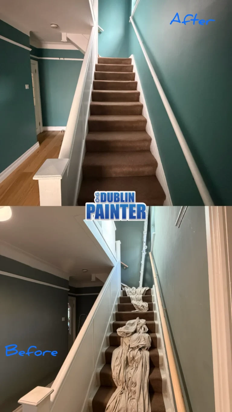 Staircase painting before and after by Dublin painter